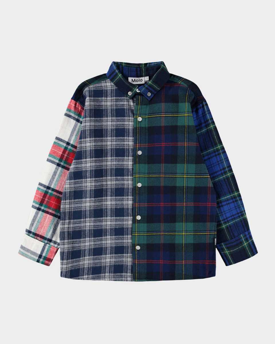 Boy's Remon Mixed Plaid Button-Front Shirt, Size 7-12
